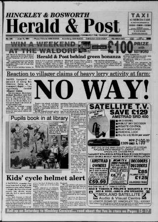 cover page of Hinckley Herald & Journal published on June 13, 1991