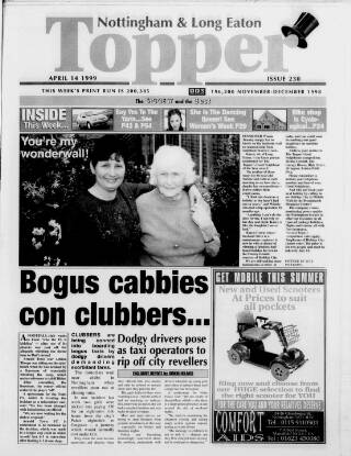 cover page of Nottingham & Long Eaton Topper published on April 14, 1999