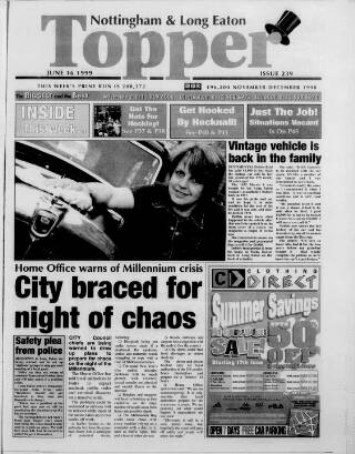cover page of Nottingham & Long Eaton Topper published on June 16, 1999