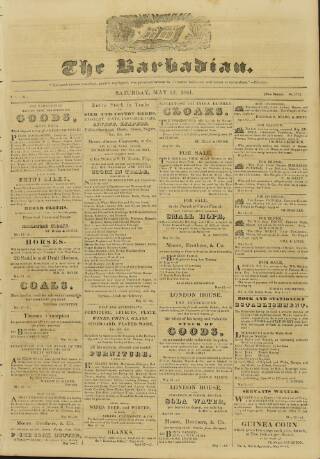 cover page of Barbadian published on May 22, 1841
