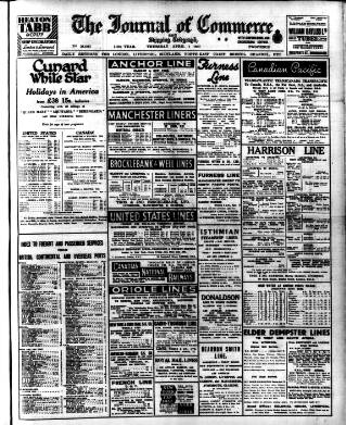 cover page of Liverpool Journal of Commerce published on April 1, 1937