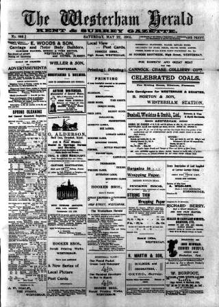 cover page of Westerham Herald published on May 22, 1909