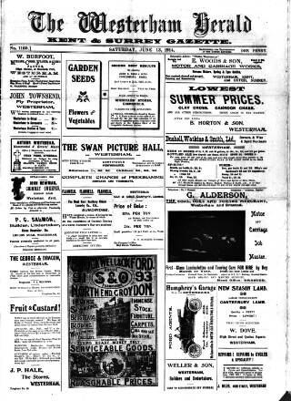 cover page of Westerham Herald published on June 13, 1914