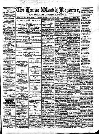 cover page of Larne Reporter and Northern Counties Advertiser published on August 2, 1873