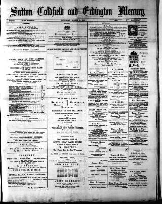 cover page of Sutton Coldfield and Erdington Mercury published on August 2, 1890