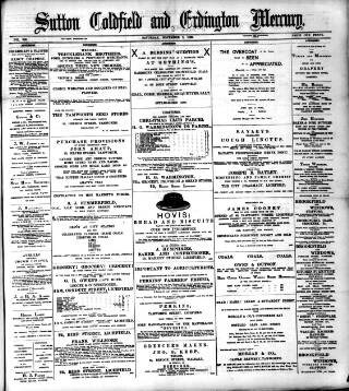 cover page of Sutton Coldfield and Erdington Mercury published on November 2, 1895