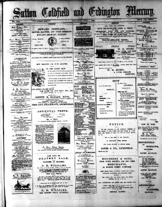 cover page of Sutton Coldfield and Erdington Mercury published on April 1, 1899