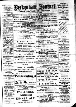 cover page of Beckenham Journal published on August 2, 1890