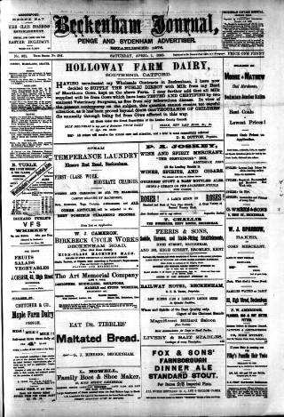 cover page of Beckenham Journal published on April 1, 1899