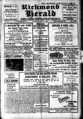 cover page of Richmond Herald published on April 1, 1916