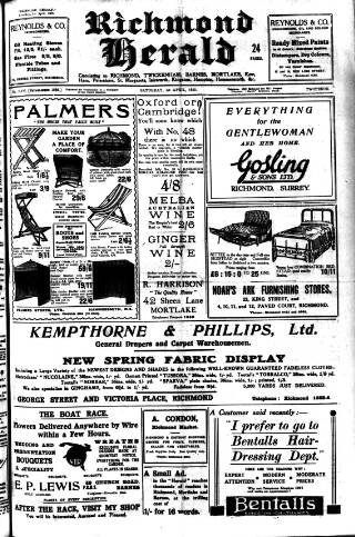 cover page of Richmond Herald published on April 1, 1933