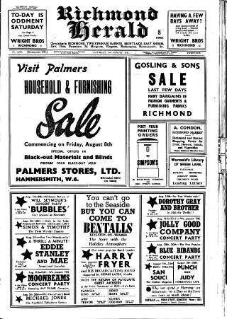 cover page of Richmond Herald published on August 2, 1941