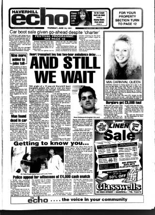 cover page of Haverhill Echo published on June 13, 1991