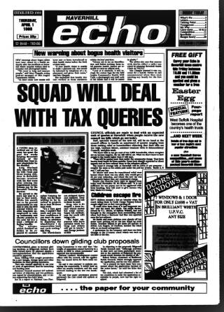 cover page of Haverhill Echo published on April 1, 1993