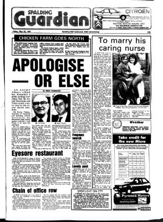 cover page of Spalding Guardian published on May 22, 1987