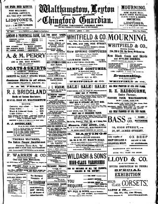cover page of Walthamstow and Leyton Guardian published on April 1, 1910