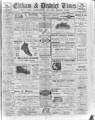 cover page of Eltham & District Times published on June 13, 1913