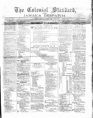 cover page of Colonial Standard and Jamaica Despatch published on April 1, 1885