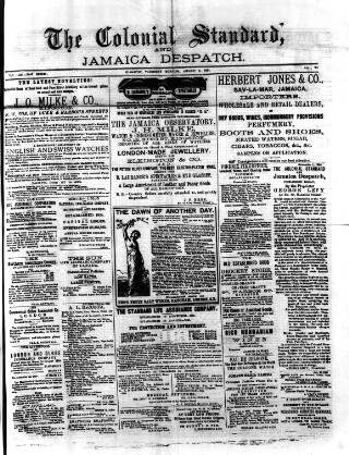 cover page of Colonial Standard and Jamaica Despatch published on August 2, 1888