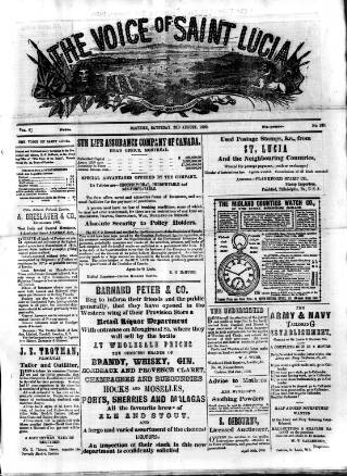 cover page of Voice of St. Lucia published on August 2, 1890
