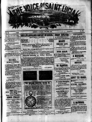 cover page of Voice of St. Lucia published on June 13, 1891
