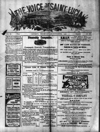 cover page of Voice of St. Lucia published on November 2, 1905