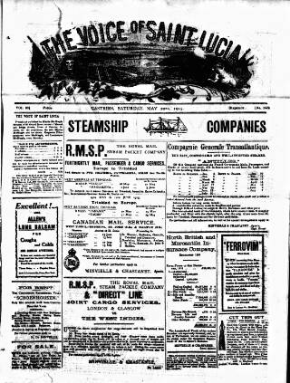 cover page of Voice of St. Lucia published on May 22, 1915