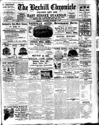 cover page of Bexhill-on-Sea Chronicle published on November 2, 1907