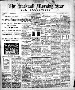 cover page of Hucknall Morning Star and Advertiser published on April 1, 1898