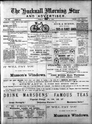 cover page of Hucknall Morning Star and Advertiser published on August 2, 1901