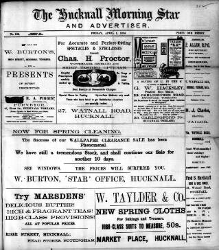 cover page of Hucknall Morning Star and Advertiser published on April 1, 1904