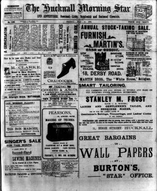 cover page of Hucknall Morning Star and Advertiser published on May 22, 1908