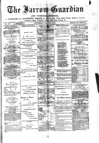 cover page of Jarrow Guardian and Tyneside Reporter published on May 22, 1875
