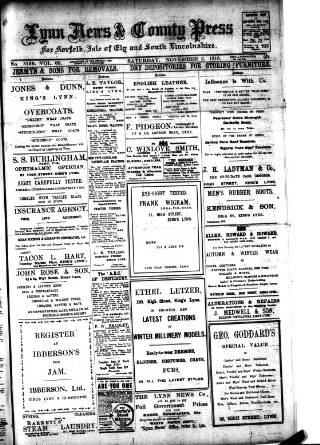cover page of Lynn News & County Press published on November 2, 1918