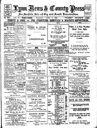 cover page of Lynn News & County Press published on April 1, 1930