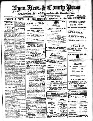 cover page of Lynn News & County Press published on August 2, 1938