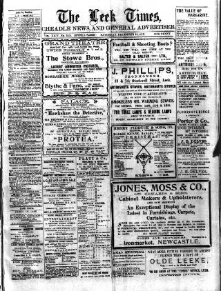 cover page of Leek Times published on December 13, 1913