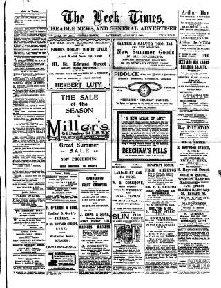 cover page of Leek Times published on August 2, 1919