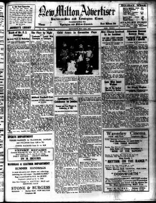 cover page of New Milton Advertiser published on May 22, 1937