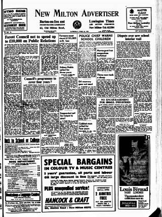 cover page of New Milton Advertiser published on April 1, 1978