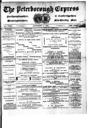 cover page of Peterborough Express published on November 2, 1892