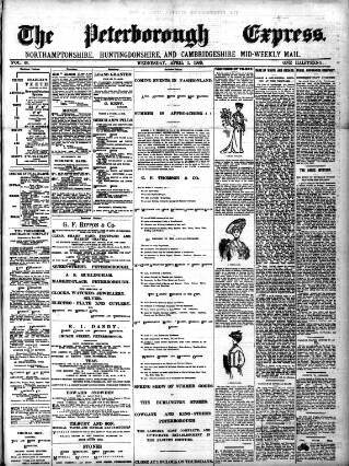 cover page of Peterborough Express published on April 1, 1903