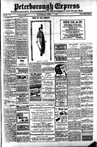 cover page of Peterborough Express published on April 1, 1914