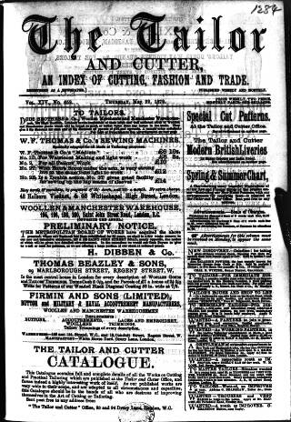 cover page of Tailor & Cutter published on May 22, 1879