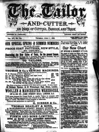 cover page of Tailor & Cutter published on April 1, 1880