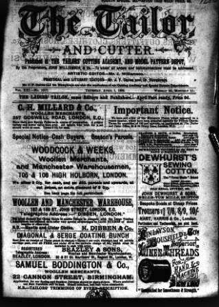 cover page of Tailor & Cutter published on April 1, 1886