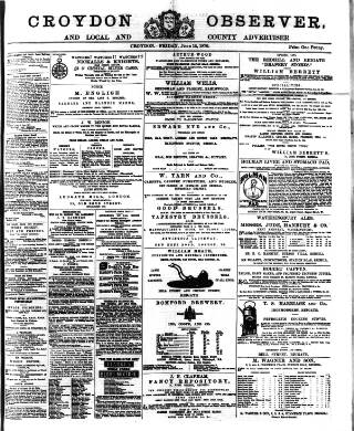 cover page of Croydon Observer published on June 13, 1879
