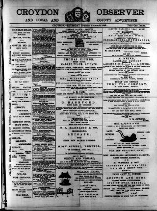 cover page of Croydon Observer published on August 2, 1883