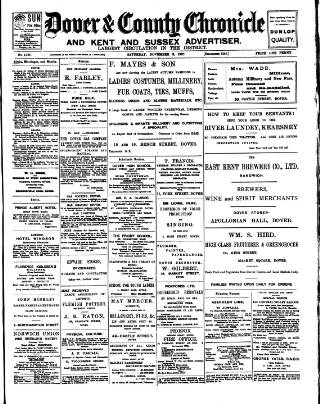 cover page of Dover Chronicle published on November 2, 1907