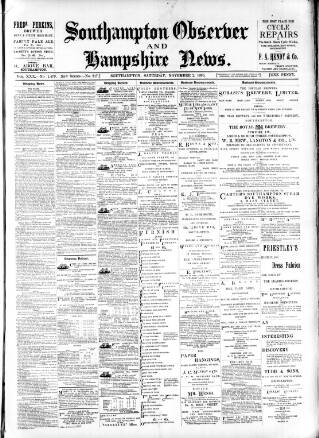 cover page of Southampton Observer and Hampshire News published on November 2, 1895
